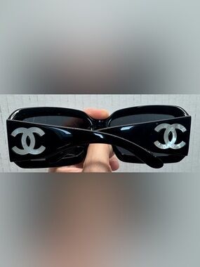 CHANEL Black Sunglasses with Silver CC Logos